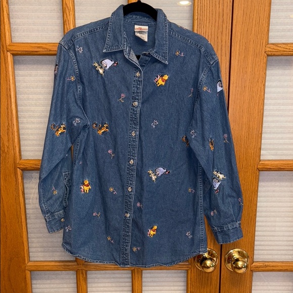 EUC Disney Winnie the Pooh Embroidered Denim Shirt/Shacket - Picture 1 of 5